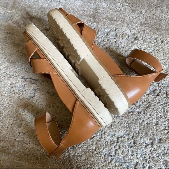 Cole Haan Fraya Platform Leather Sandals Ankle Strap Camel Tan Open Toe: 9B - Picture 7 of 10